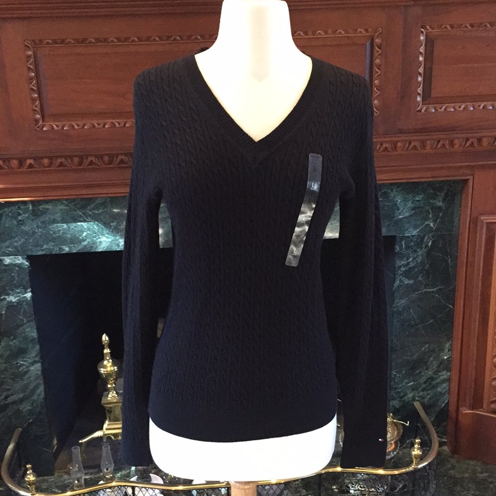 Tommy Hilfiger black L knit sweater new with tags
